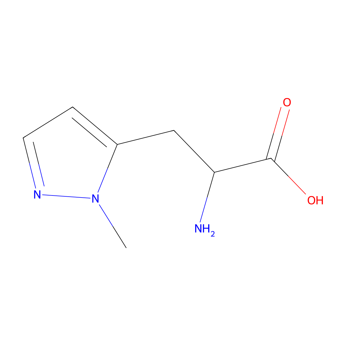 2-amino-3-(1-methyl-1H-pyrazol-5-yl)propanoic acid molecular structure, CAS 1102837-37-5