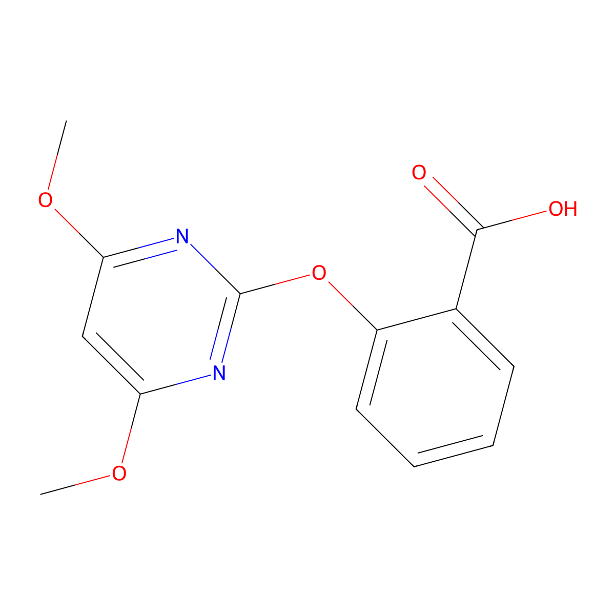 2-((4,6-Dimethoxypyrimidin-2-yl)oxy)benzoic acid molecular structure, CAS 110284-78-1