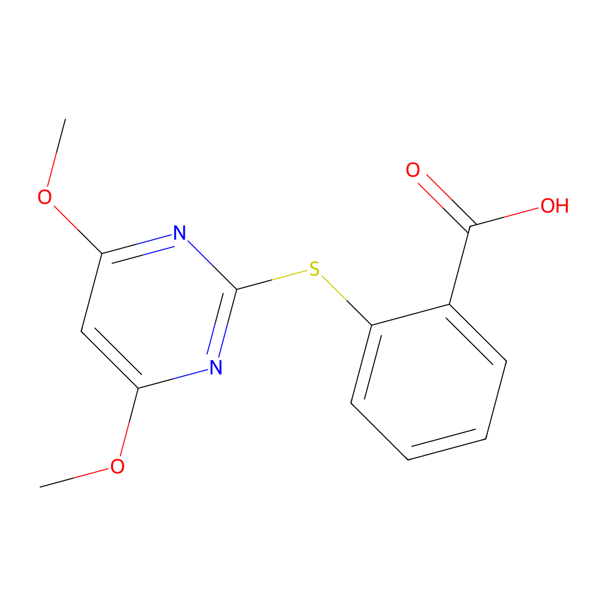 2-[(4,6-Dimethoxypyrimidin-2-yl)thio]benzoic acid molecular structure, CAS 110284-79-2