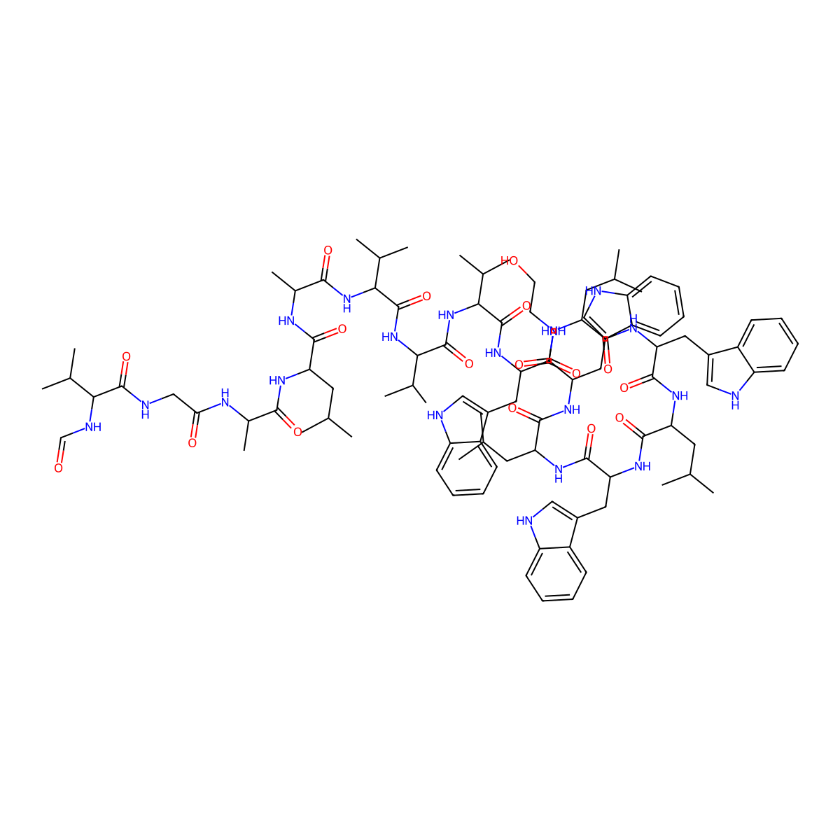 Gramicidin A molecular structure, CAS 11029-61-1