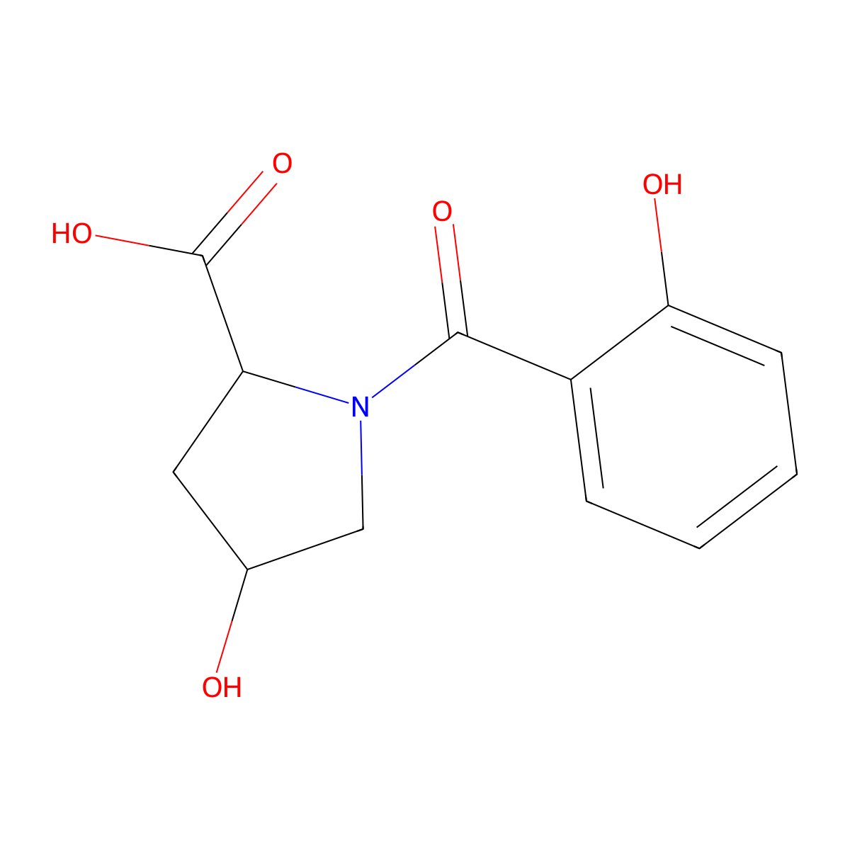 4-Hydroxy-1-(2-hydroxybenzoyl)pyrrolidine-2-carboxylic acid molecular structure, CAS 1102902-78-2