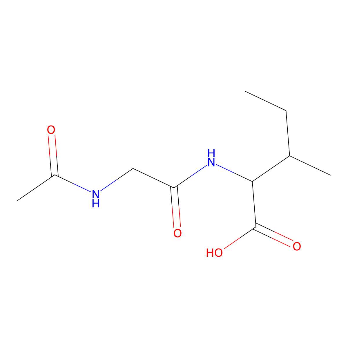 (2S,3S)-2-(2-acetamidoacetamido)-3-methylpentanoic acid molecular structure, CAS 1102922-31-5