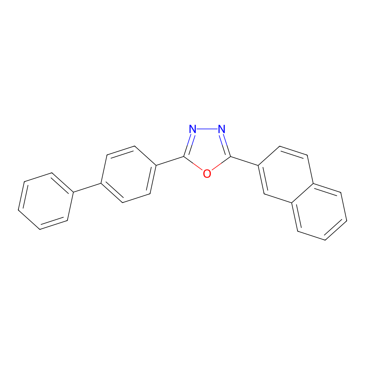 2-(1,1'-Biphenyl)-4-yl-5-(2-naphthyl)-1,3,4-oxadiazole molecular structure, CAS 1103-59-9