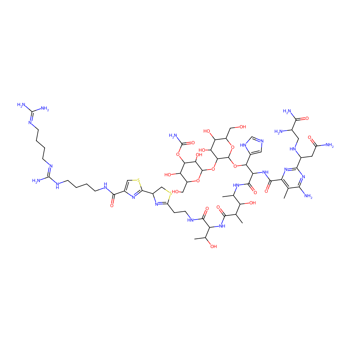 N1-(4-((((4-((Aminoiminomethyl)amino)butyl)amino)iminomethyl)amino)butyl)-7,8-dihydrobleomycinamide molecular structure, CAS 11031-13-3