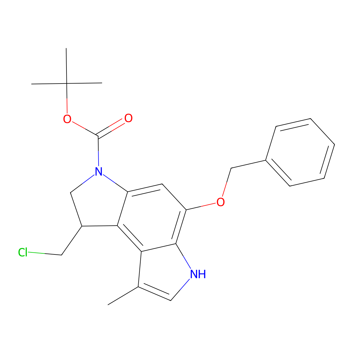 (S)-tert-Butyl 5-(benzyloxy)-1-(chloromethyl)-8-methyl-1,2-dihydropyrrolo[3,2-e]indole-3(6H)-carboxylate molecular structure, CAS 110314-50-6