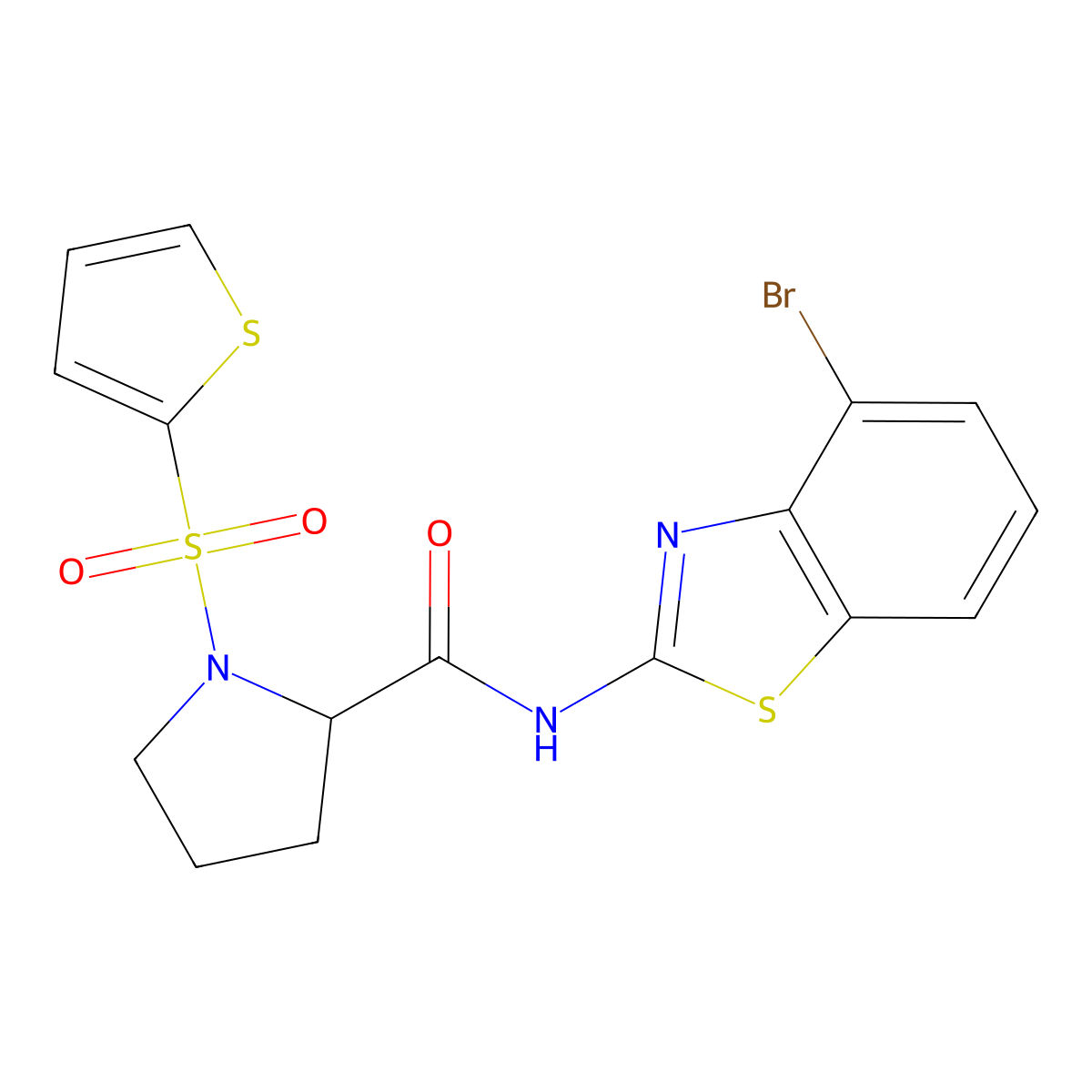 N-(4-bromobenzo[d]thiazol-2-yl)-1-(thiophen-2-ylsulfonyl)pyrrolidine-2-carboxamide molecular structure, CAS 1103236-59-4