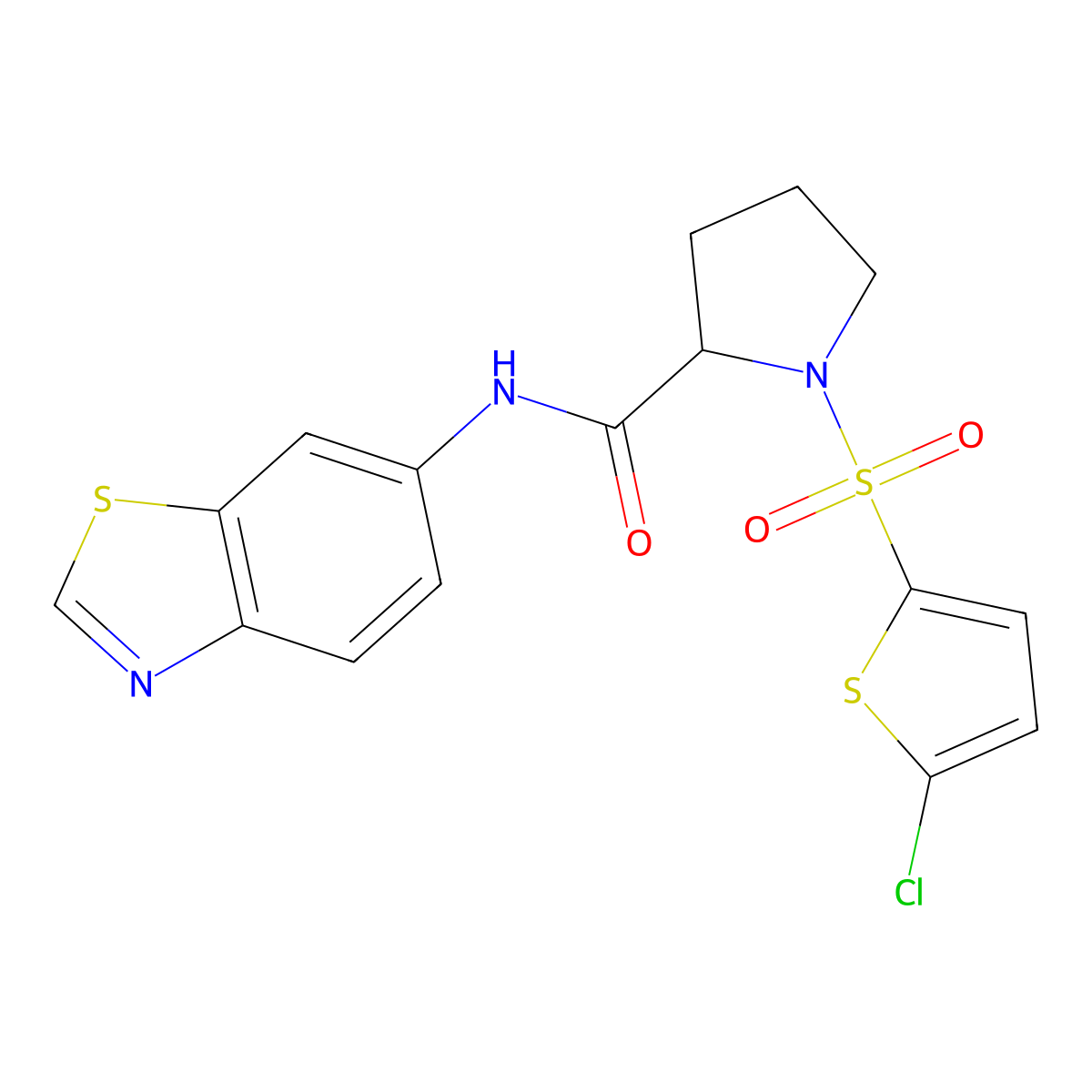 N-(benzo[d]thiazol-6-yl)-1-((5-chlorothiophen-2-yl)sulfonyl)pyrrolidine-2-carboxamide molecular structure, CAS 1103236-73-2