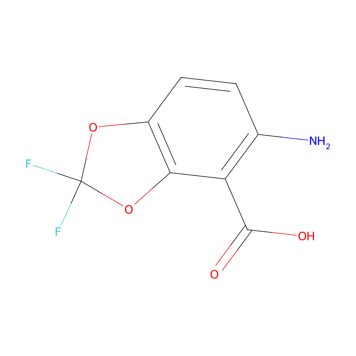 5-Amino-2,2-difluoro-1,3-dioxaindane-4-carboxylic acid molecular structure, CAS 1103246-34-9