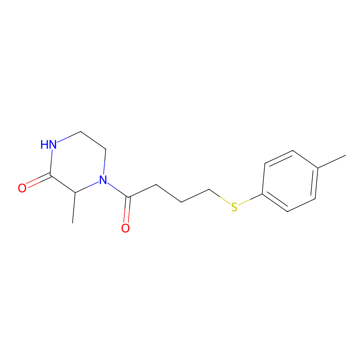 3-Methyl-4-(4-(p-tolylthio)butanoyl)piperazin-2-one molecular structure, CAS 1103263-89-3