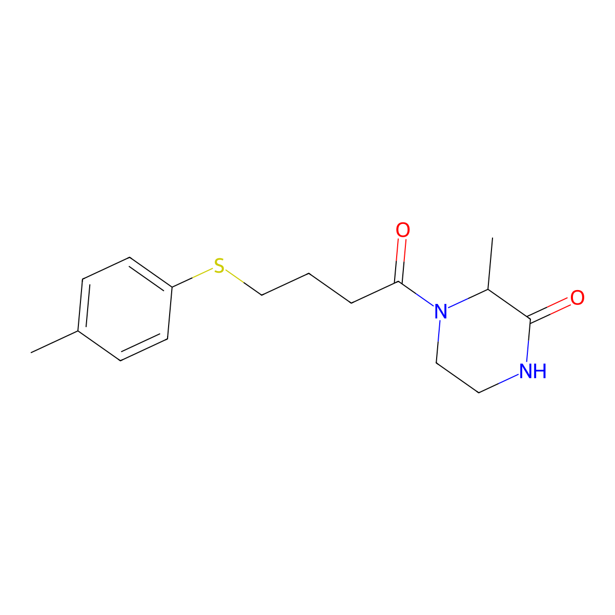 3-Methyl-4-(4-(p-tolylthio)butanoyl)piperazin-2-one molecular structure, CAS 1103263-89-3