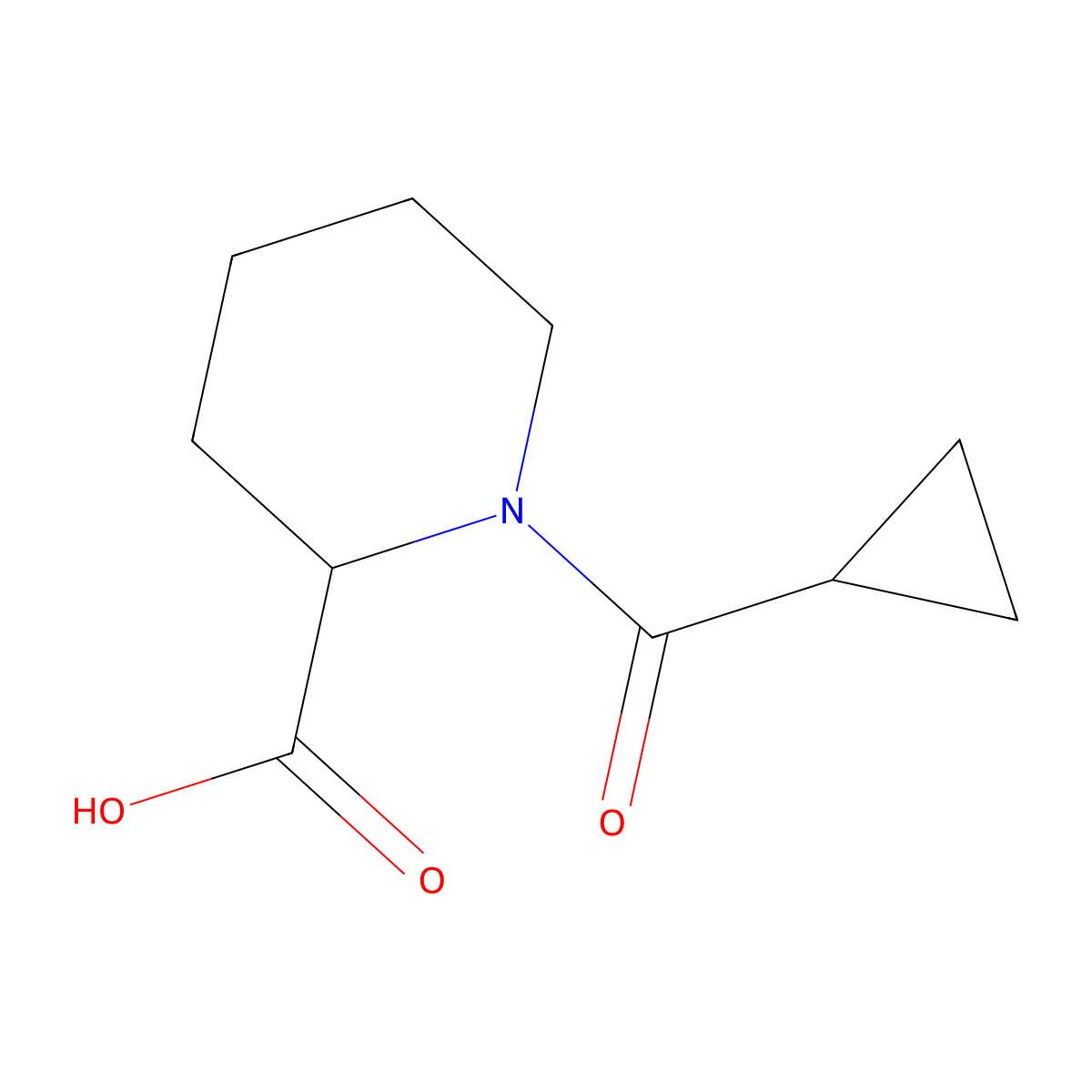 1-(Cyclopropylcarbonyl)-2-piperidinecarboxylic acid molecular structure, CAS 1103277-37-7
