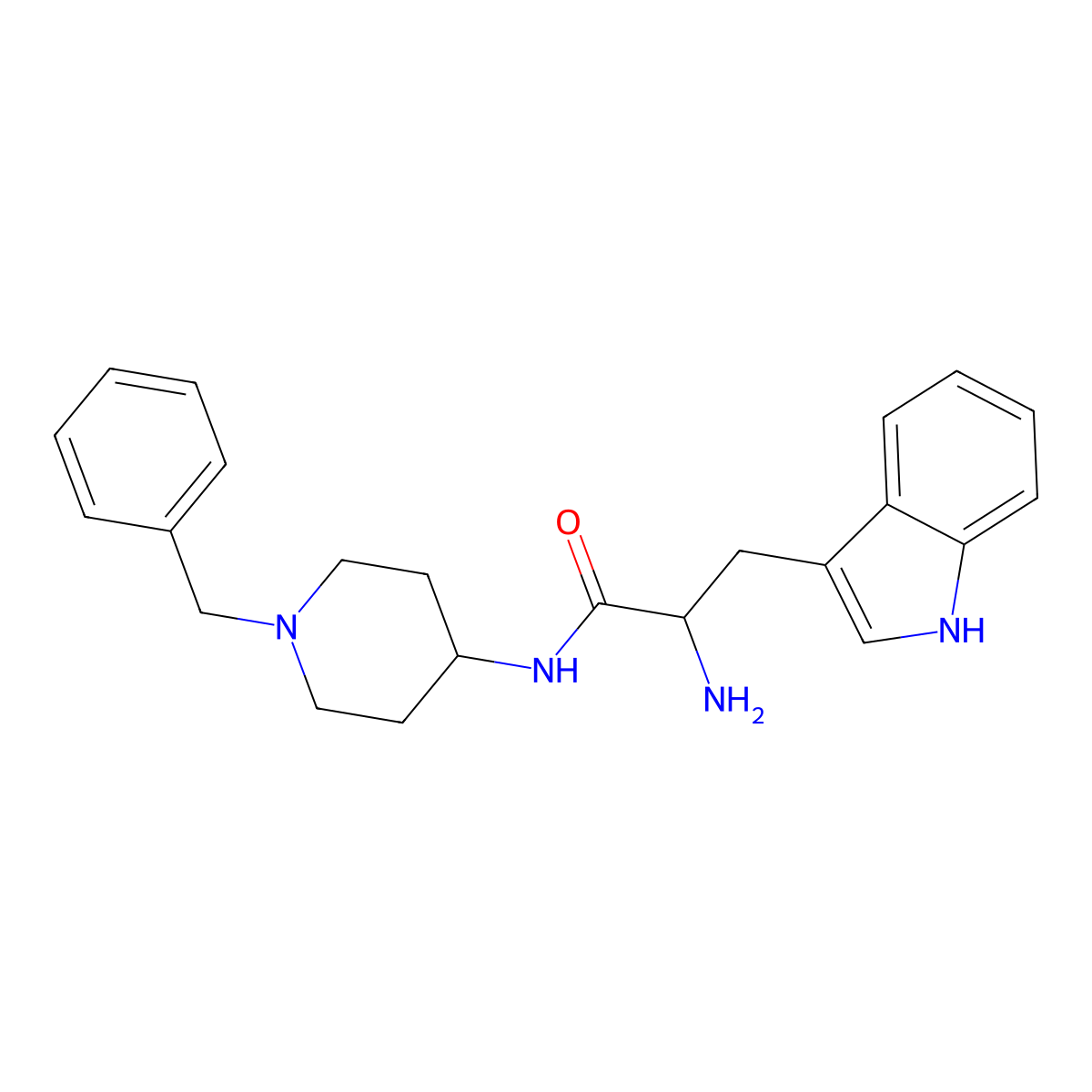2-amino-N-(1-benzylpiperidin-4-yl)-3-(1H-indol-3-yl)propanamide molecular structure, CAS 1103302-68-6