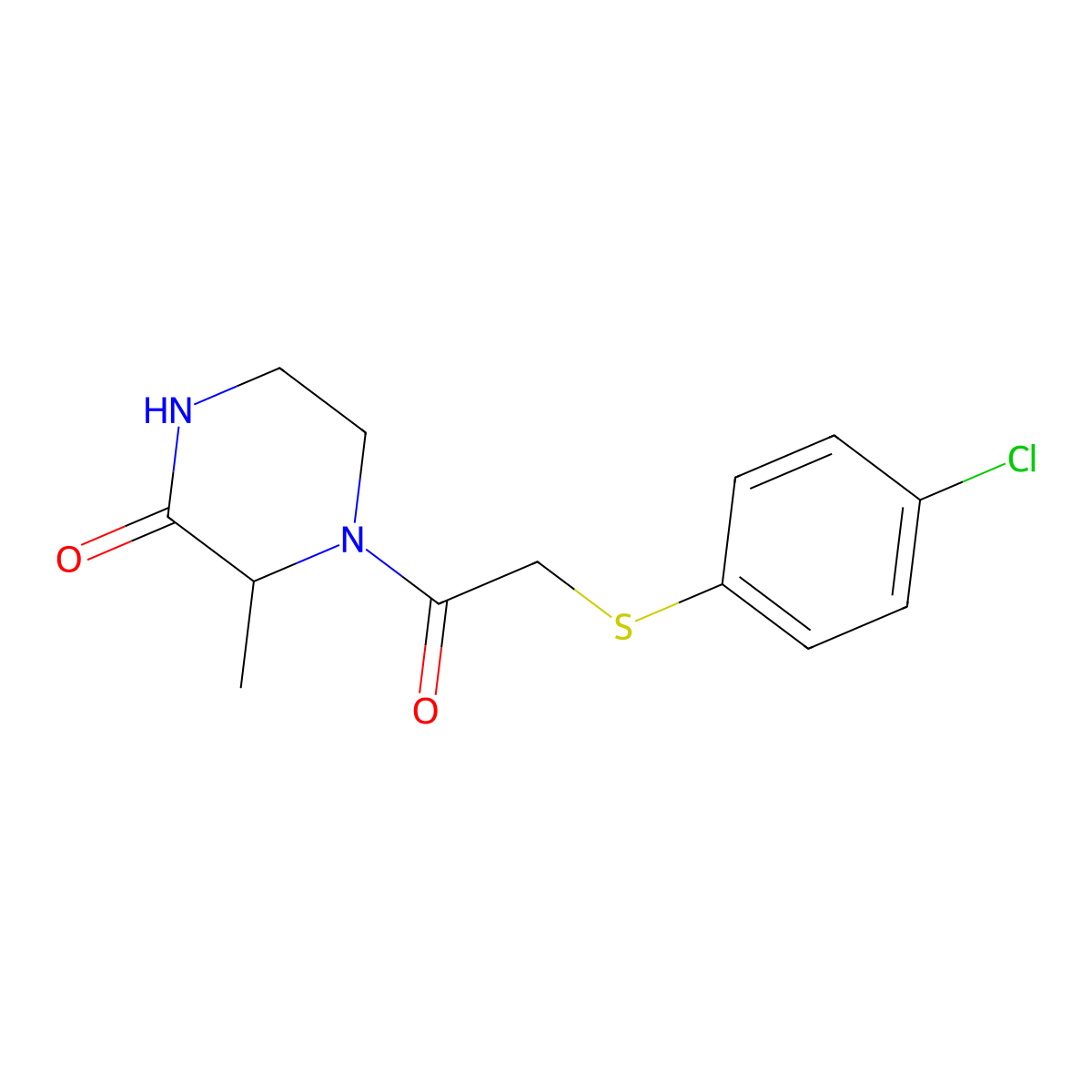 4-(2-((4-Chlorophenyl)thio)acetyl)-3-methylpiperazin-2-one molecular structure, CAS 1103335-53-0