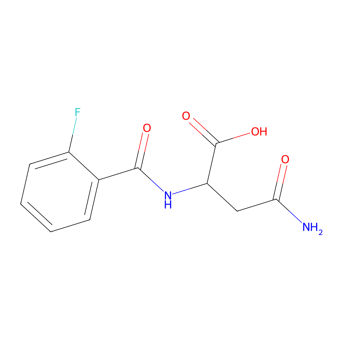 3-Carbamoyl-2-((2-fluorophenyl)formamido)propanoic acid molecular structure, CAS 1103337-57-0