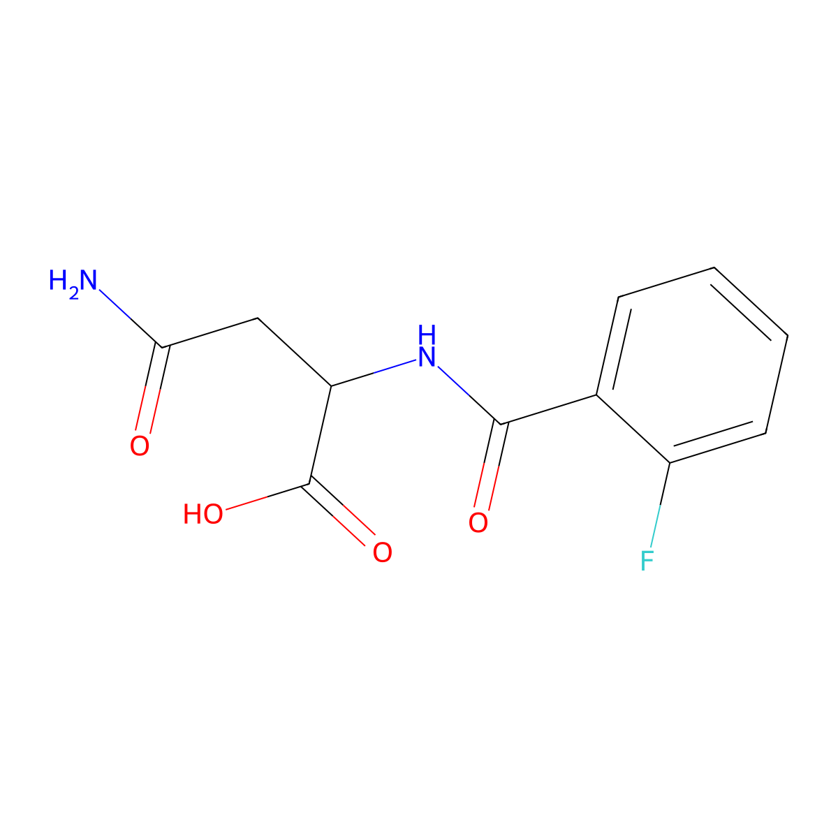 3-Carbamoyl-2-((2-fluorophenyl)formamido)propanoic acid molecular structure, CAS 1103337-57-0