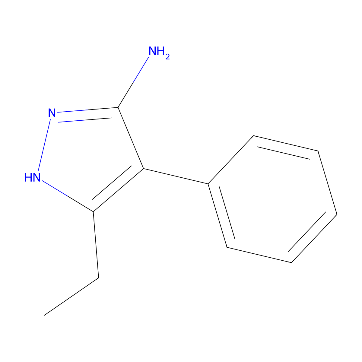 3-ethyl-4-phenyl-1H-pyrazol-5-amine molecular structure, CAS 110335-22-3