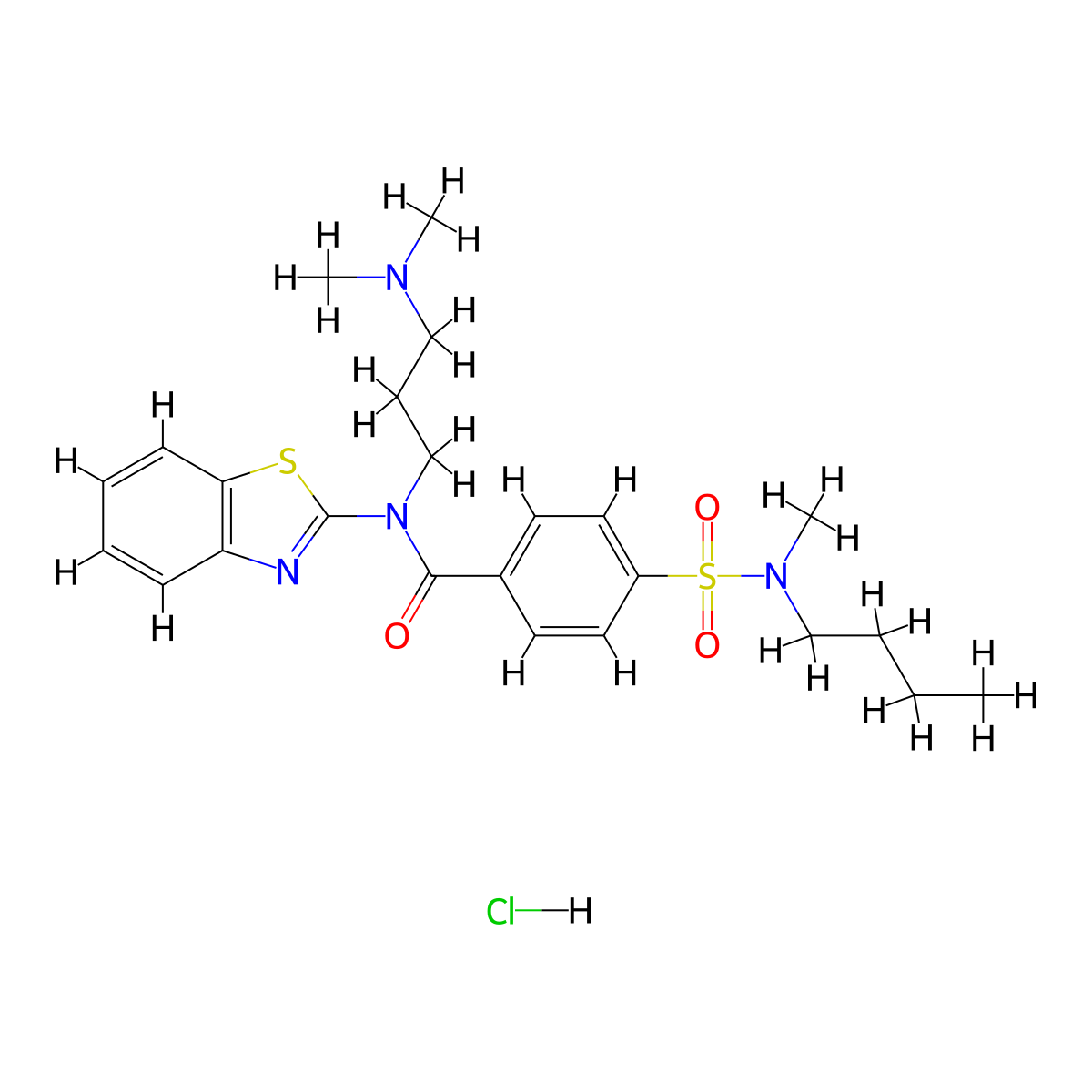 N-(benzo[d]thiazol-2-yl)-4-(N-butyl-N-methylsulfamoyl)-N-(3-(dimethylamino)propyl)benzamide hydrochloride molecular structure, CAS 1103350-78-2