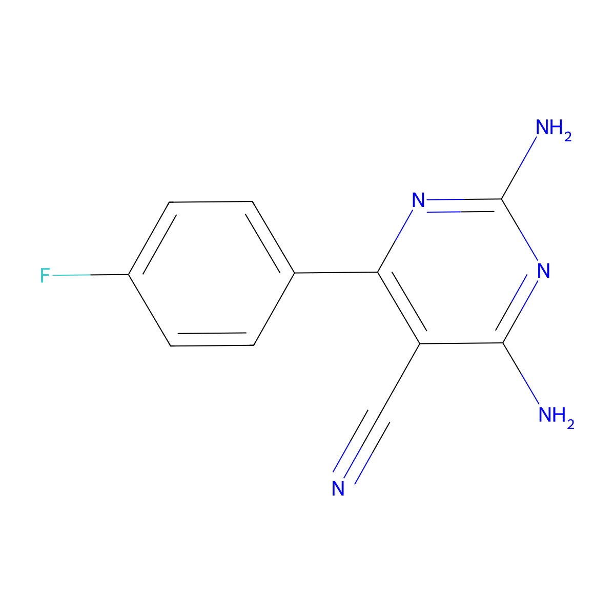 2,4-Diamino-6-(4-fluorophenyl)pyrimidine-5-carbonitrile molecular structure, CAS 1103416-12-1