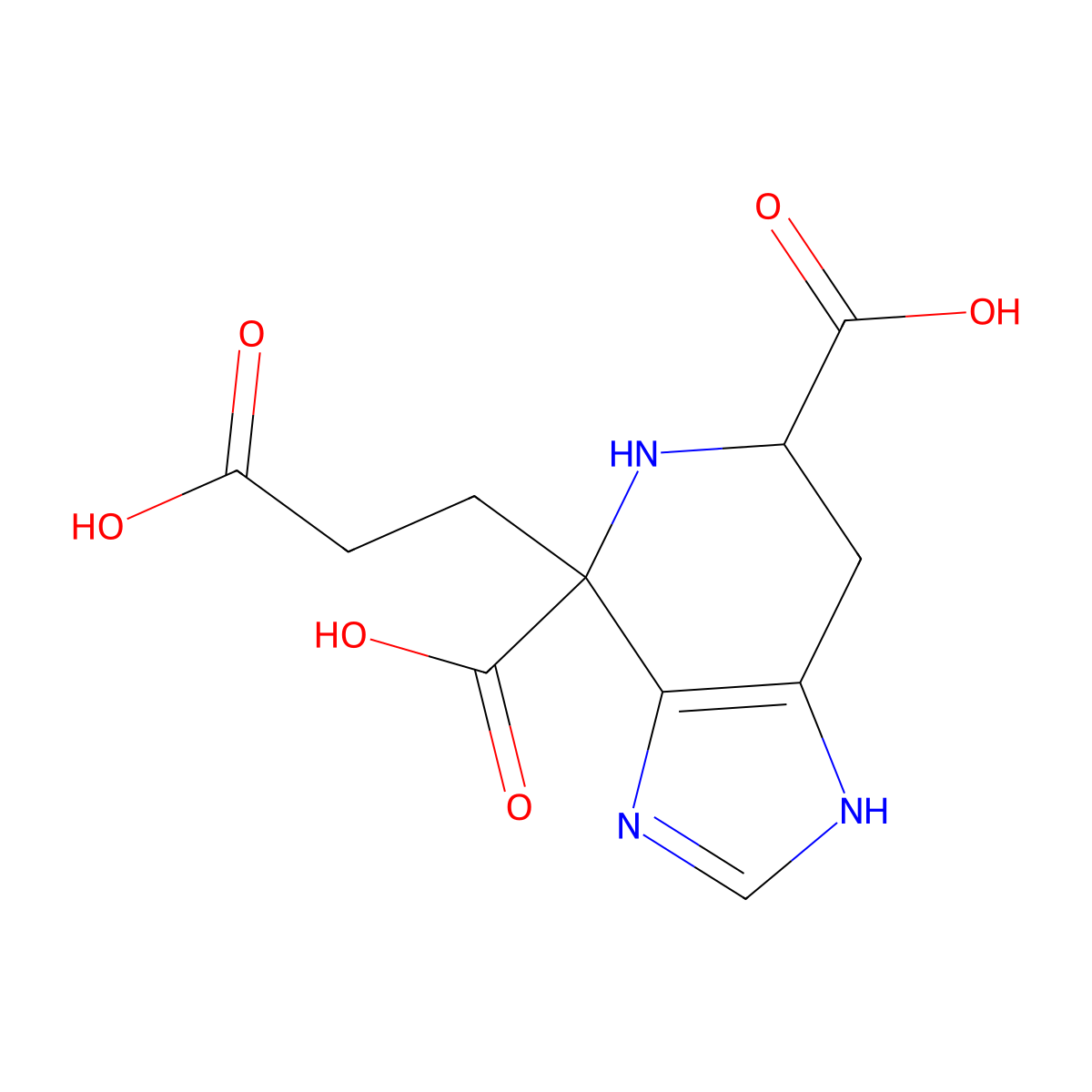 (4S,6S)-4-(2-Carboxyethyl)-4,5,6,7-tetrahydro-3H-imidazo(4,5-c)pyridine-4,6-dicarboxylic acid molecular structure, CAS 110342-24-0
