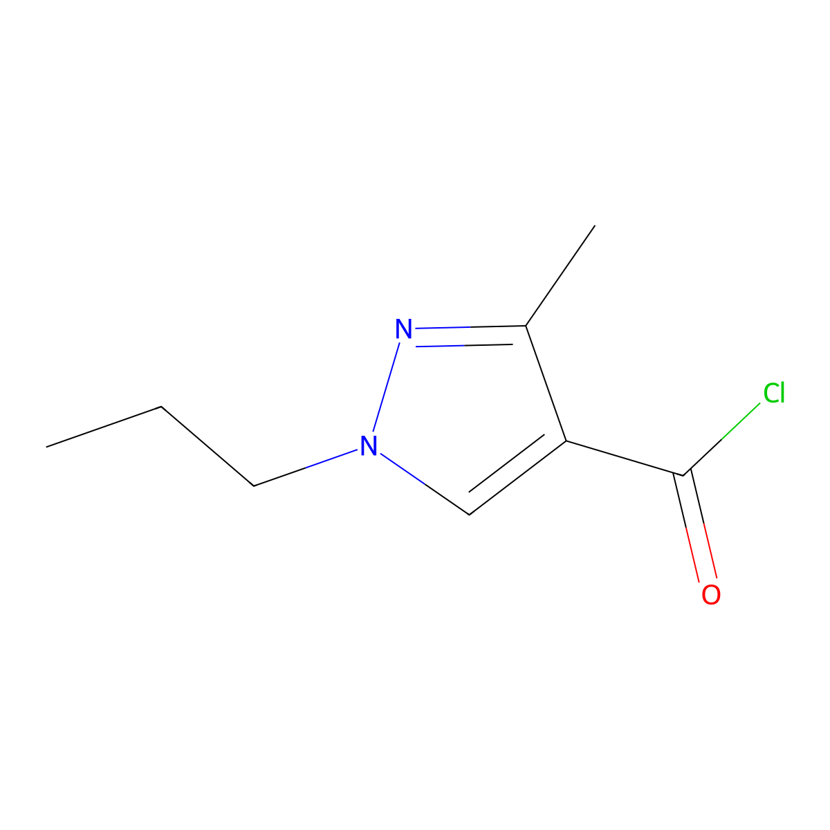 3-methyl-1-propyl-1H-pyrazole-4-carbonyl chloride molecular structure, CAS 1103427-17-3