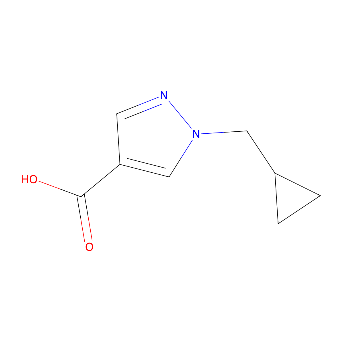 1-(cyclopropylmethyl)-1H-pyrazole-4-carboxylic acid molecular structure, CAS 1103427-25-3