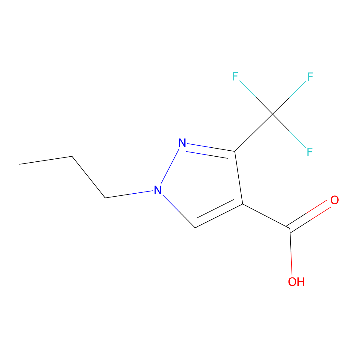 1-Propyl-3-(trifluoromethyl)pyrazole-4-carboxylic acid molecular structure, CAS 1103427-26-4