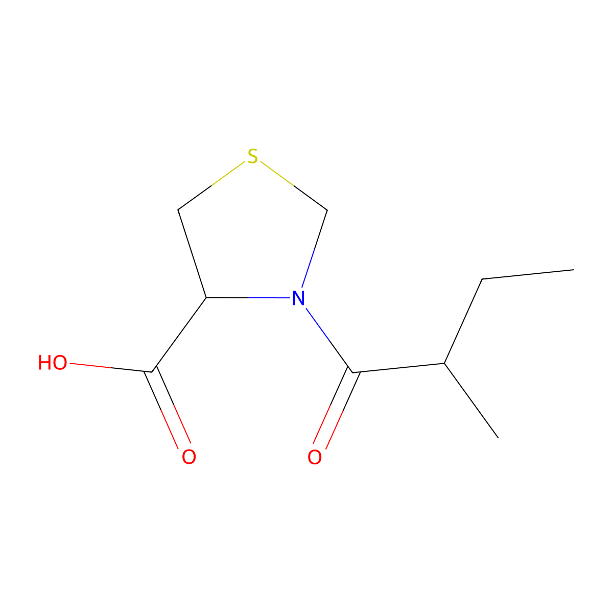 3-(2-Methylbutanoyl)-1,3-thiazolidine-4-carboxylic acid molecular structure, CAS 1103451-86-0