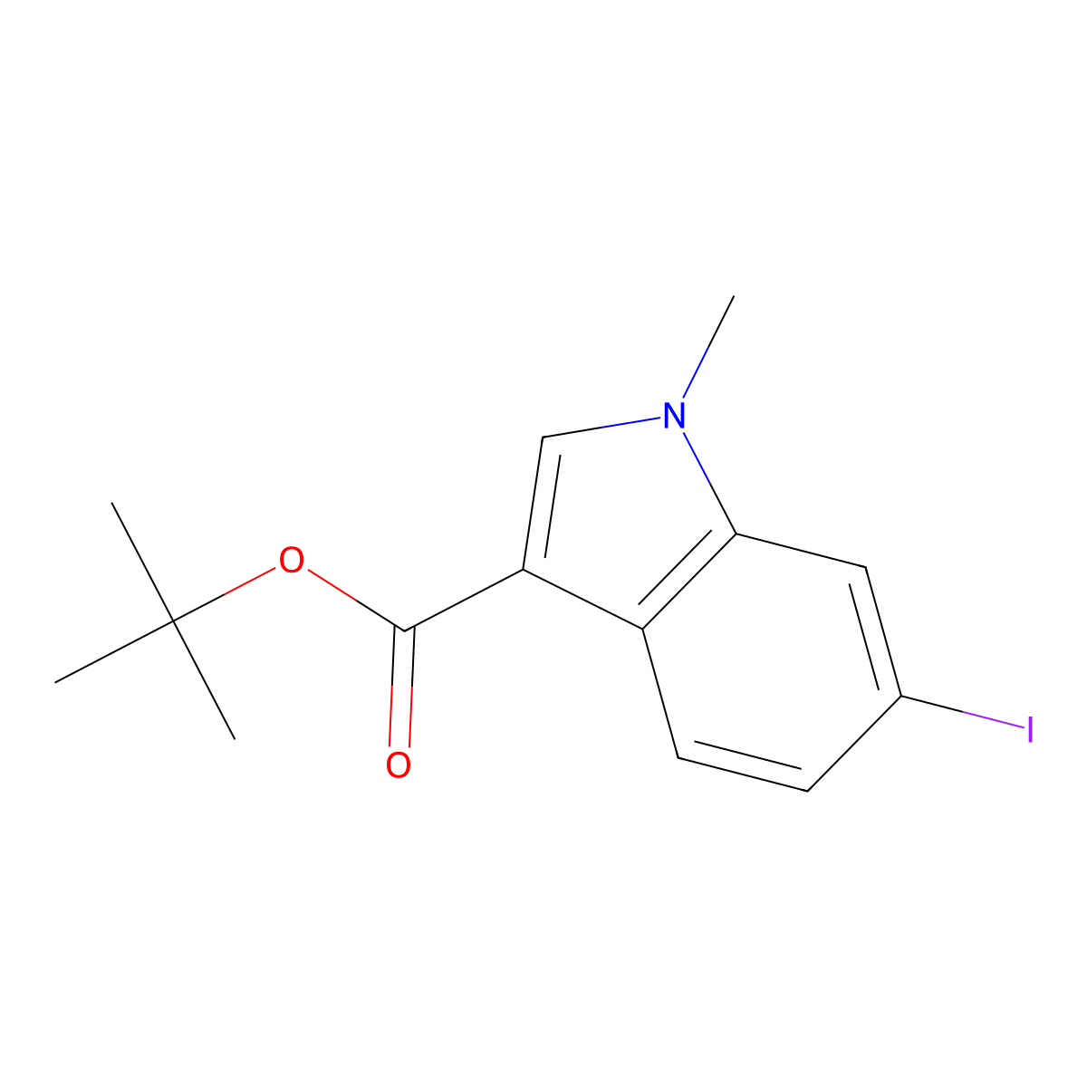 1,1-Dimethylethyl 6-iodo-1-methyl-1H-indole-3-carboxylate molecular structure, CAS 1103501-14-9