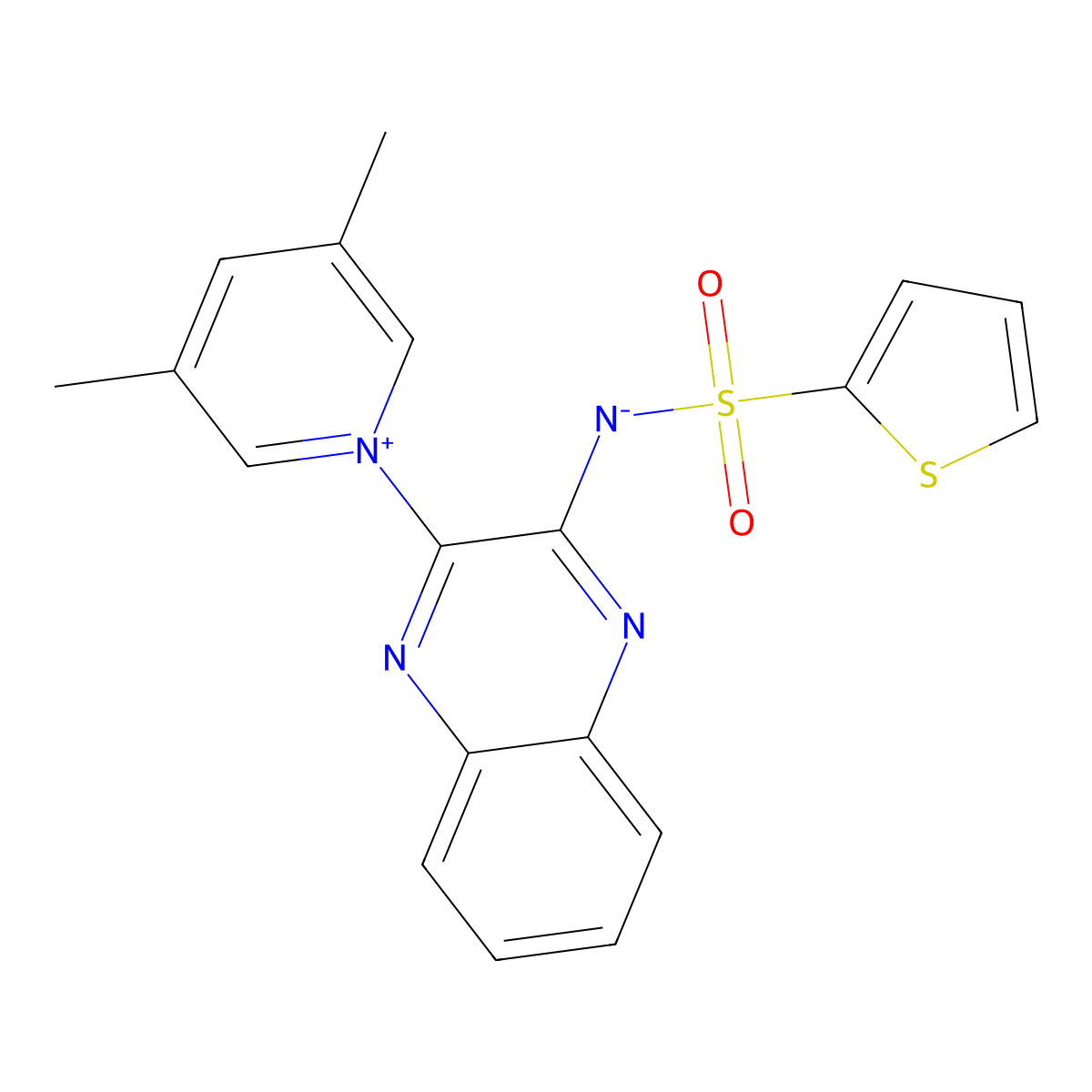 [3-(3,5-Dimethylpyridinium-1-yl)quinoxalin-2-yl](thiophen-2-ylsulfonyl)azanide molecular structure, CAS 1103502-88-0