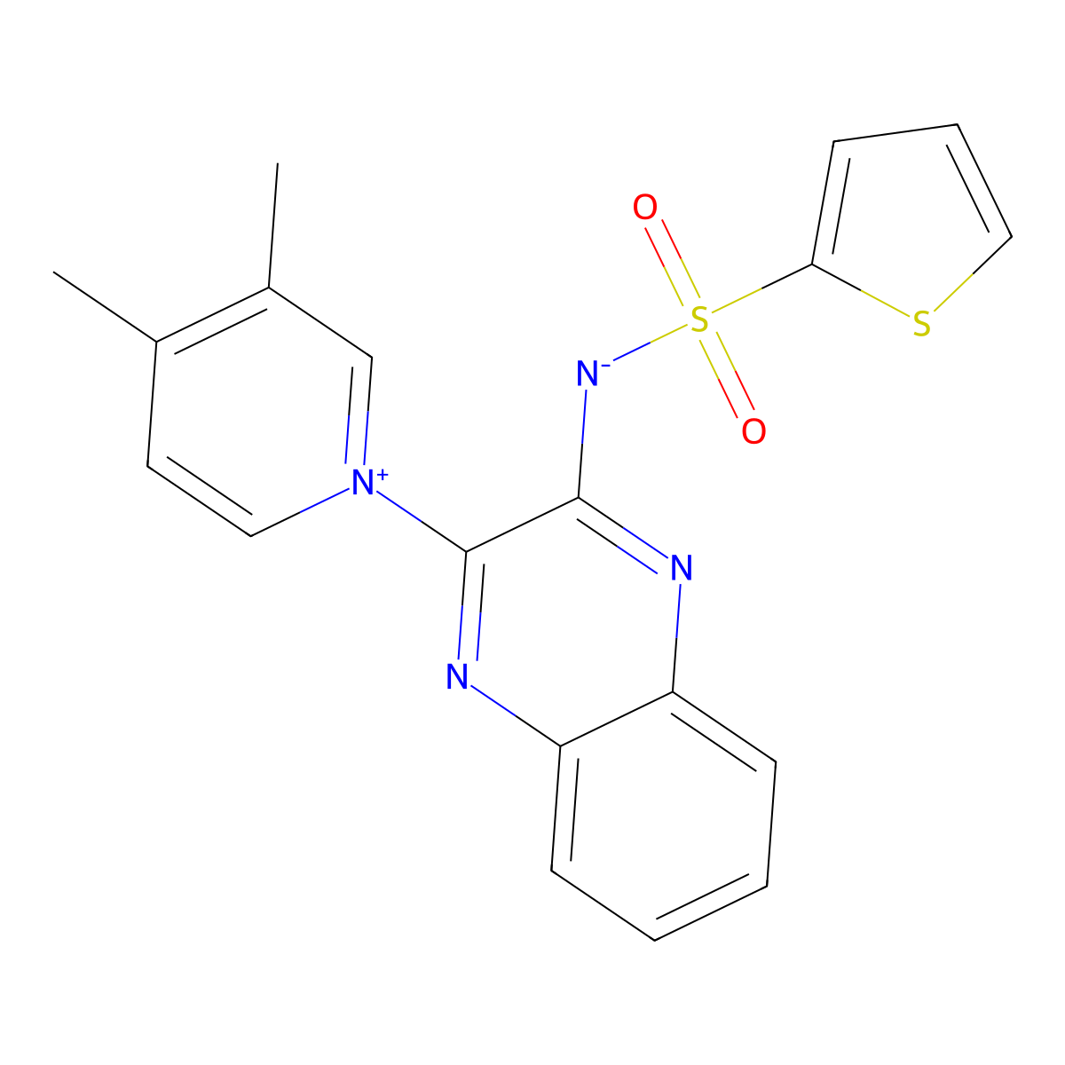[3-(3,4-Dimethylpyridinium-1-yl)quinoxalin-2-yl](thiophen-2-ylsulfonyl)azanide molecular structure, CAS 1103502-91-5