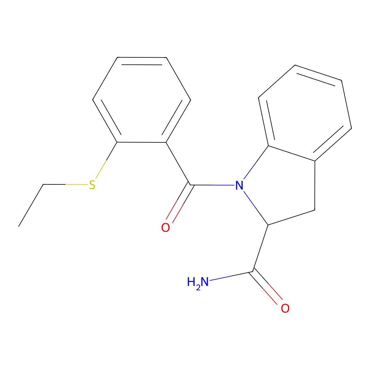 1-(2-(Ethylthio)benzoyl)indoline-2-carboxamide molecular structure, CAS 1103514-01-7