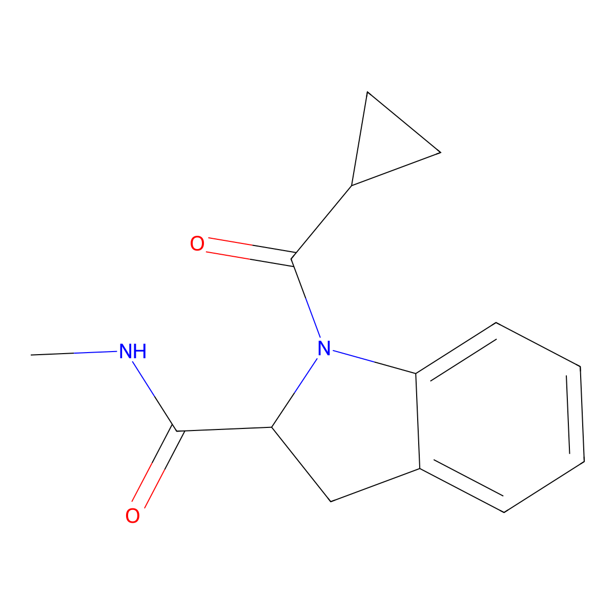 1-(cyclopropanecarbonyl)-N-methylindoline-2-carboxamide molecular structure, CAS 1103514-07-3