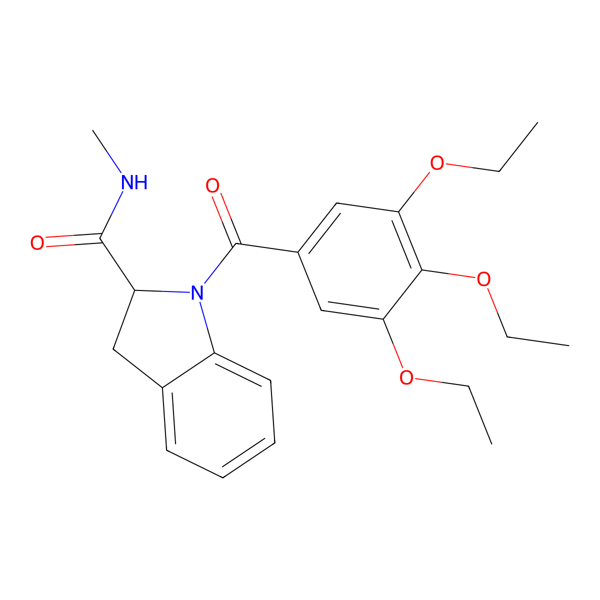 N-methyl-1-(3,4,5-triethoxybenzoyl)indoline-2-carboxamide molecular structure, CAS 1103514-28-8