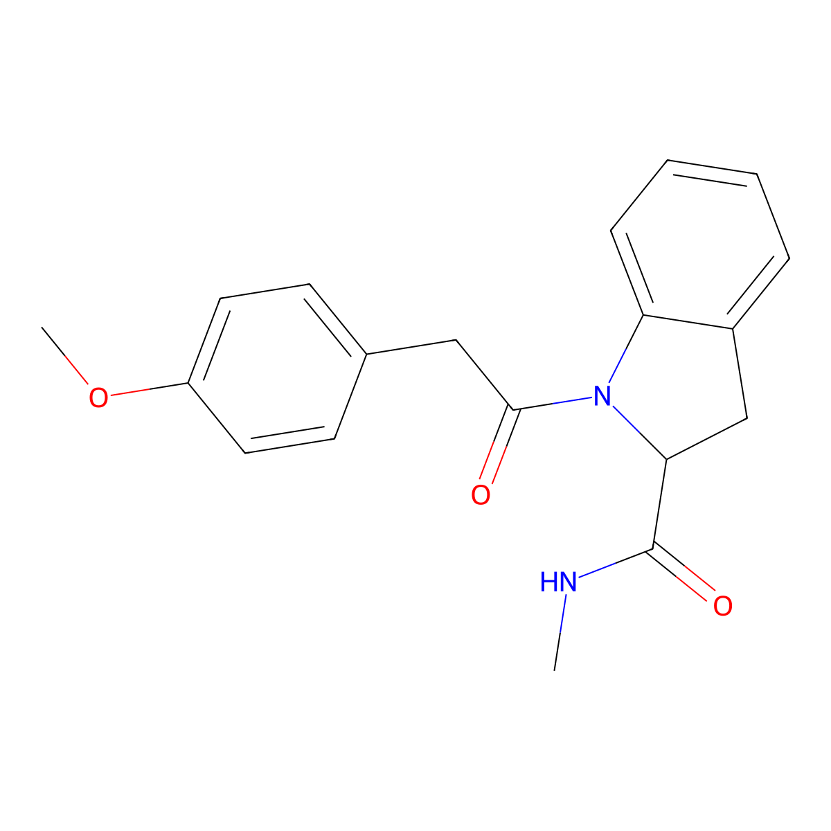 1-(2-(4-methoxyphenyl)acetyl)-N-methylindoline-2-carboxamide molecular structure, CAS 1103514-40-4