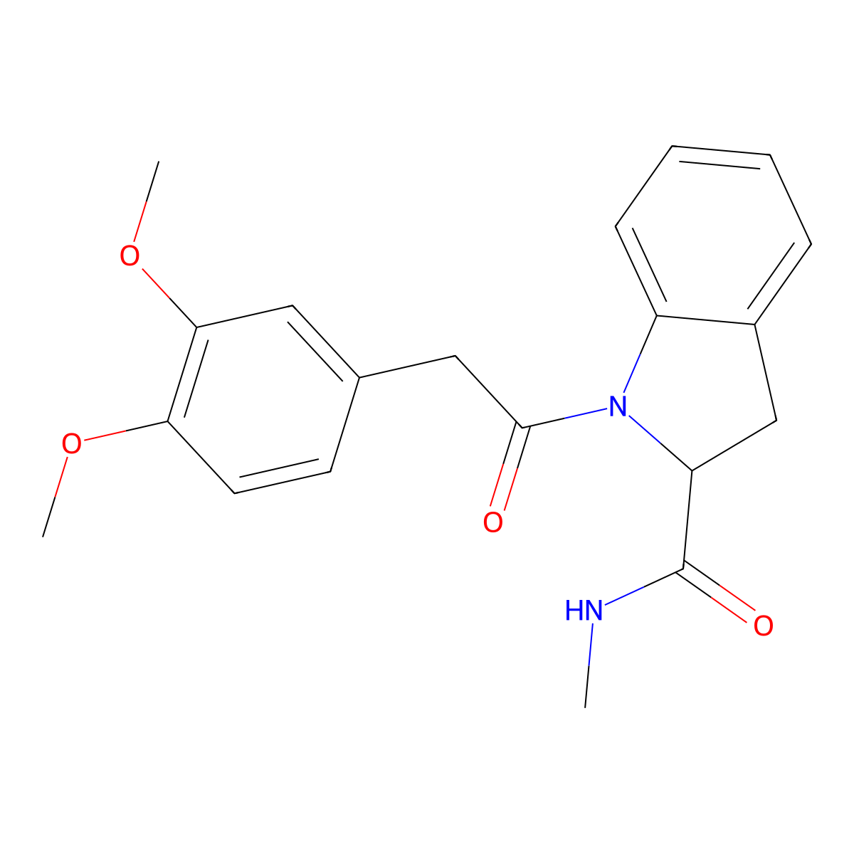 1-(2-(3,4-dimethoxyphenyl)acetyl)-N-methylindoline-2-carboxamide molecular structure, CAS 1103514-41-5