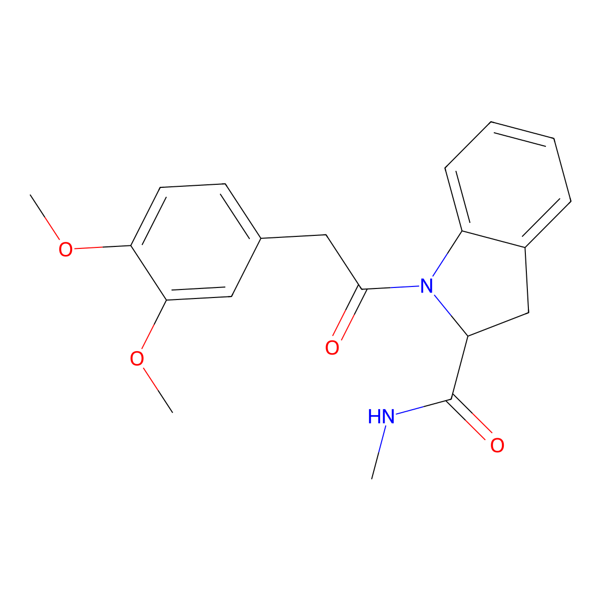 1-(2-(3,4-dimethoxyphenyl)acetyl)-N-methylindoline-2-carboxamide molecular structure, CAS 1103514-41-5
