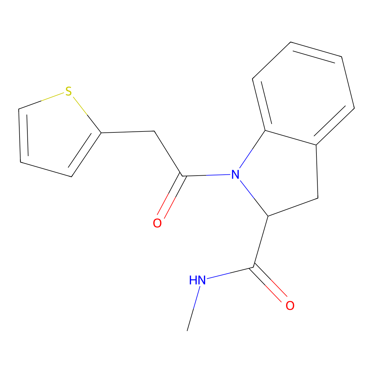 N-methyl-1-(2-(thiophen-2-yl)acetyl)indoline-2-carboxamide molecular structure, CAS 1103514-54-0