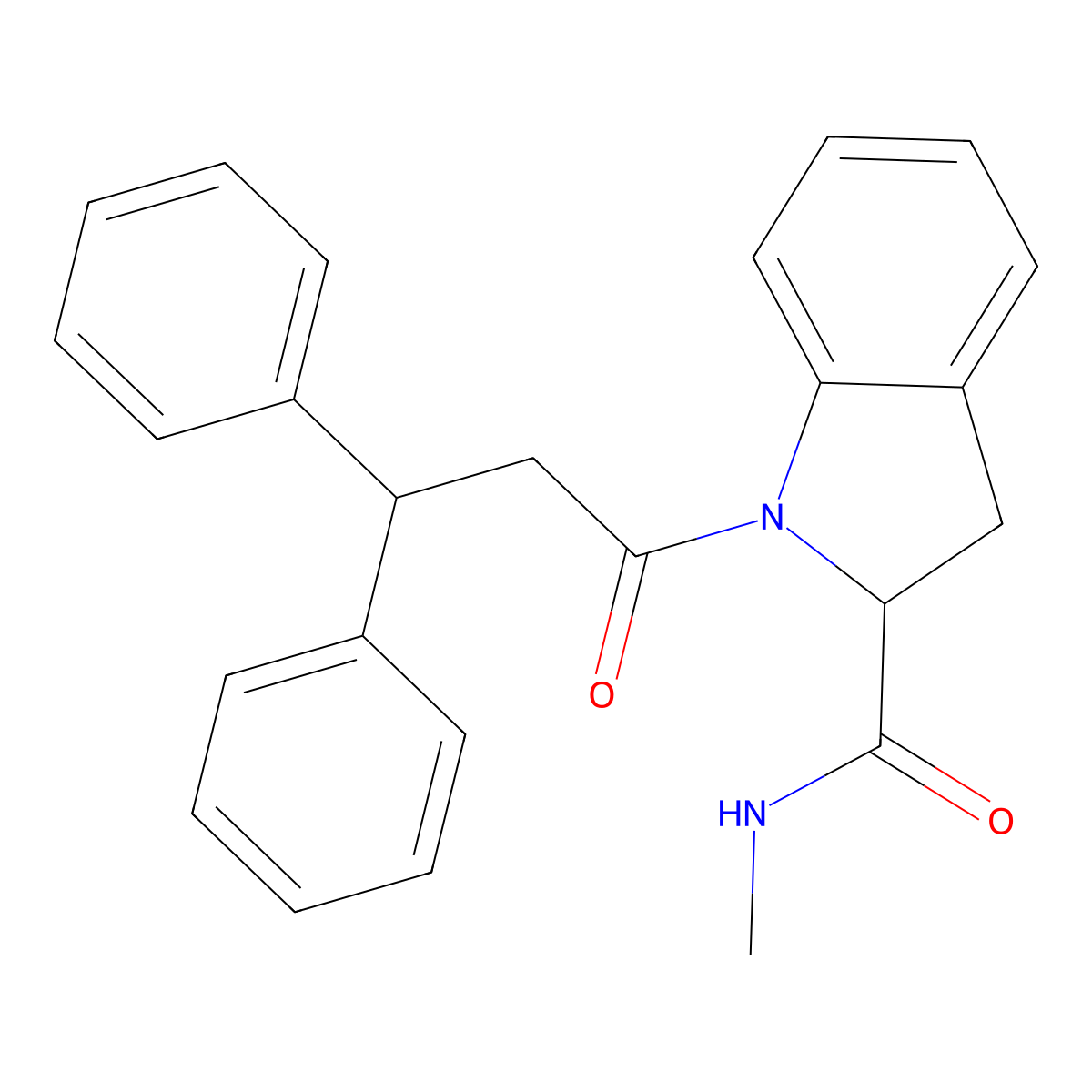 1-(3,3-diphenylpropanoyl)-N-methylindoline-2-carboxamide molecular structure, CAS 1103514-55-1