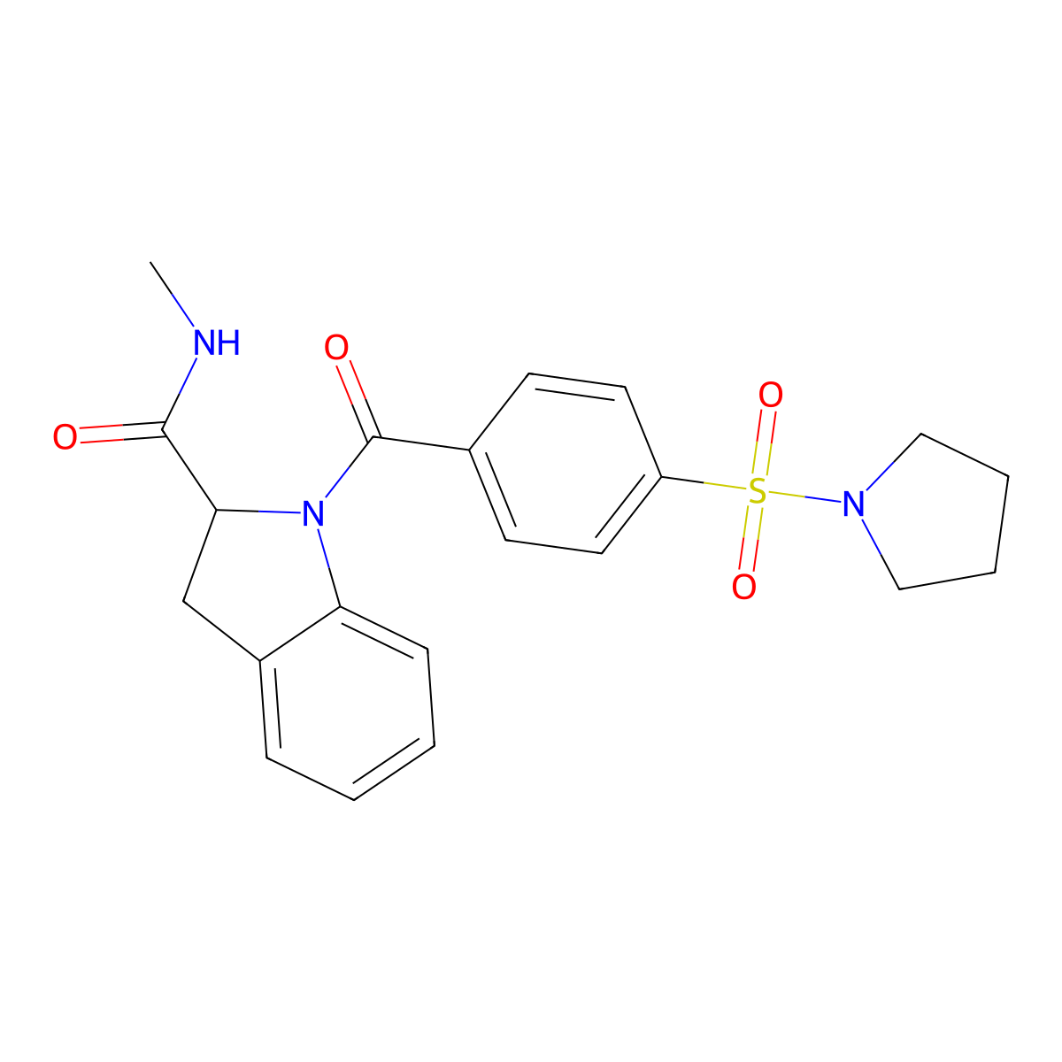 N-methyl-1-(4-(pyrrolidin-1-ylsulfonyl)benzoyl)indoline-2-carboxamide molecular structure, CAS 1103514-56-2
