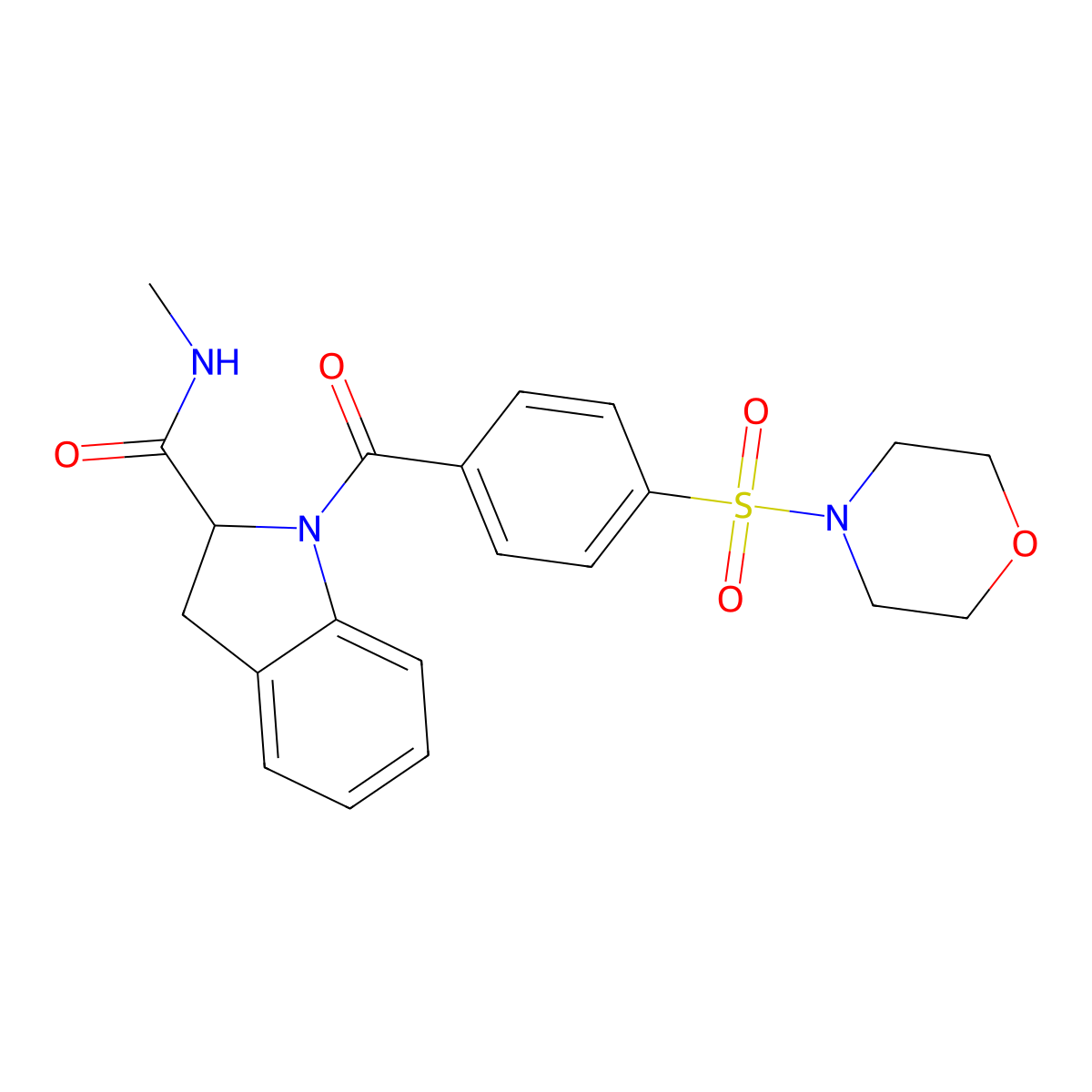N-methyl-1-(4-(morpholinosulfonyl)benzoyl)indoline-2-carboxamide molecular structure, CAS 1103514-58-4