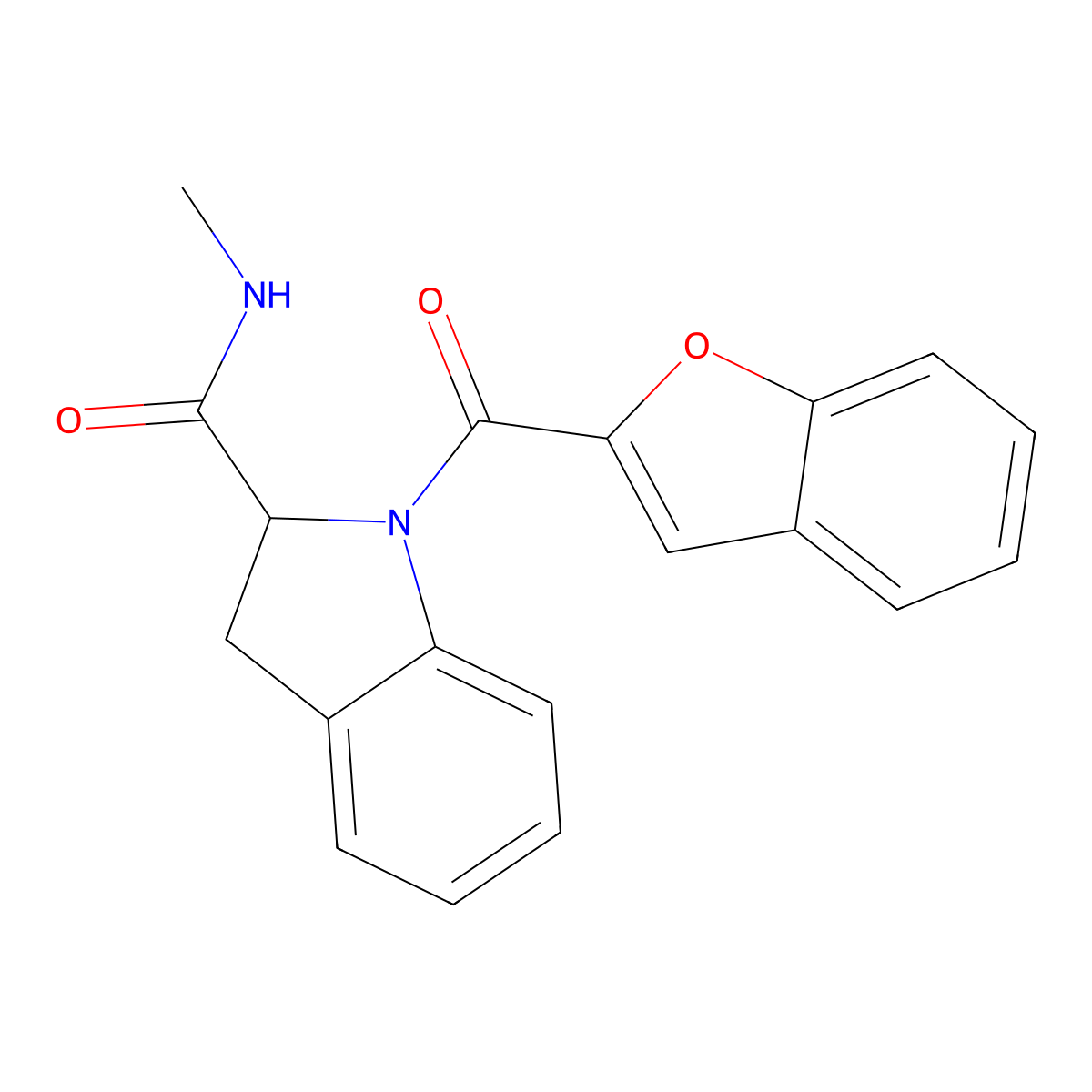 1-(benzofuran-2-carbonyl)-N-methylindoline-2-carboxamide molecular structure, CAS 1103515-09-8