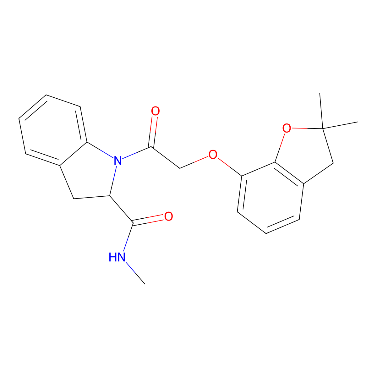 1-(2-((2,2-dimethyl-2,3-dihydrobenzofuran-7-yl)oxy)acetyl)-N-methylindoline-2-carboxamide molecular structure, CAS 1103515-20-3