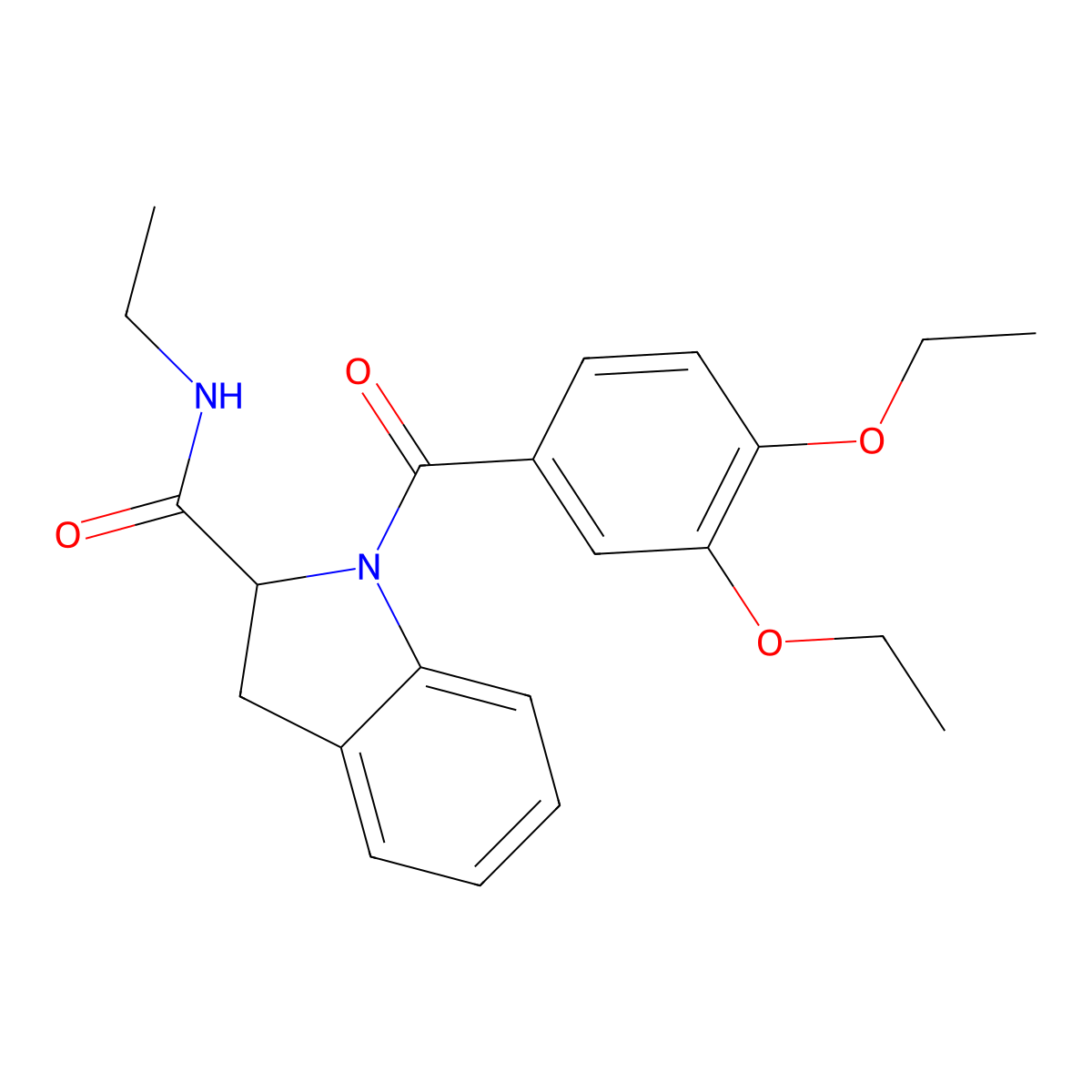 1-(3,4-diethoxybenzoyl)-N-ethylindoline-2-carboxamide molecular structure, CAS 1103515-38-3
