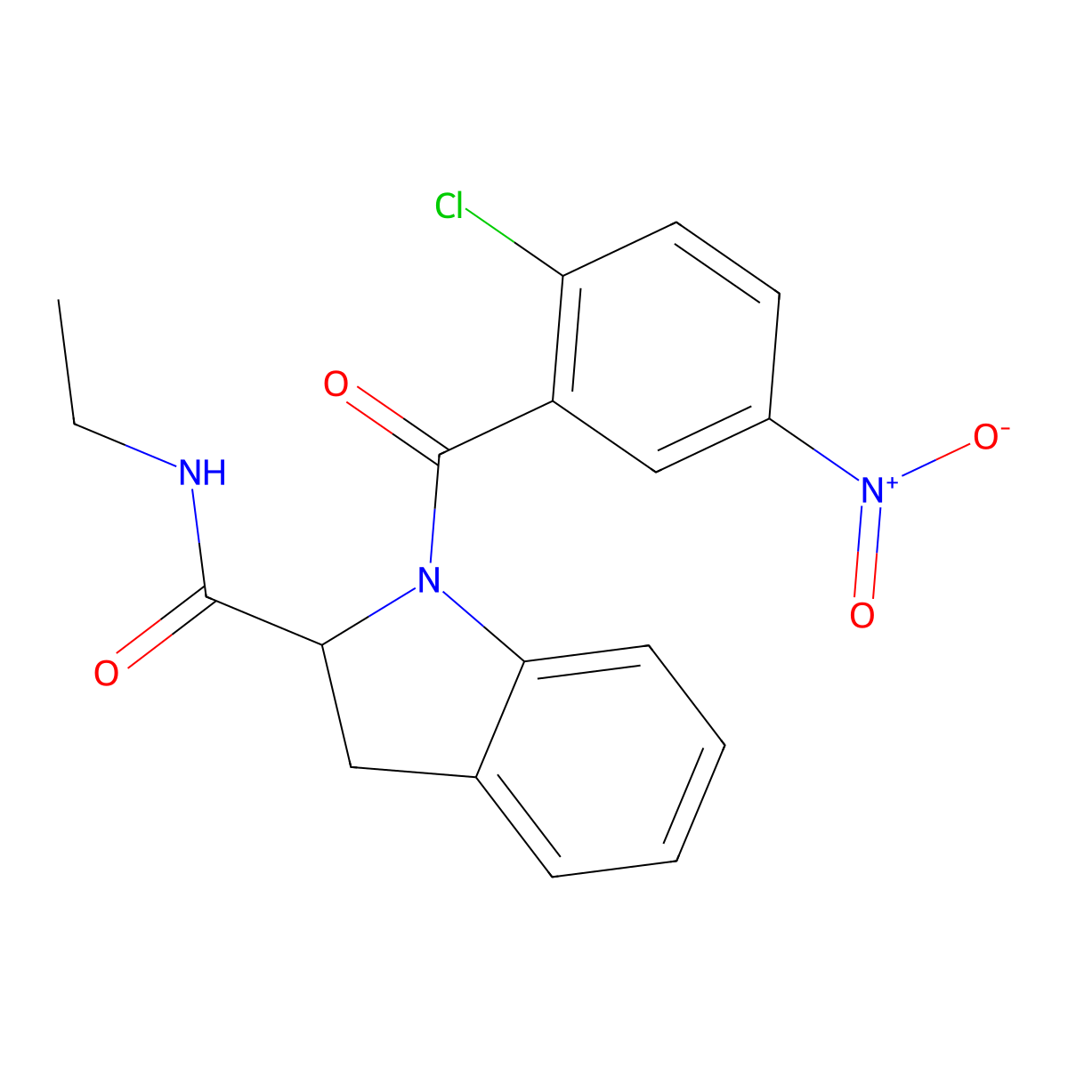 1-(2-chloro-5-nitrobenzoyl)-N-ethylindoline-2-carboxamide molecular structure, CAS 1103515-39-4