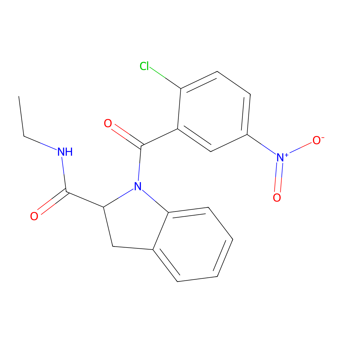 1-(2-chloro-5-nitrobenzoyl)-N-ethylindoline-2-carboxamide molecular structure, CAS 1103515-39-4