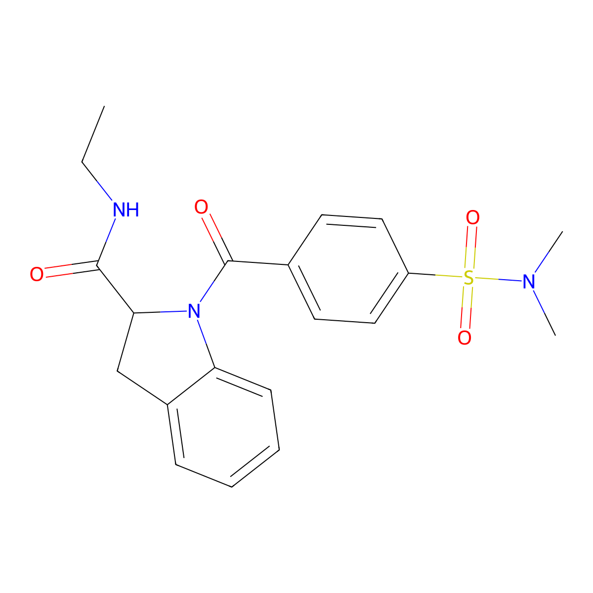 1-(4-(N,N-dimethylsulfamoyl)benzoyl)-N-ethylindoline-2-carboxamide molecular structure, CAS 1103515-51-0