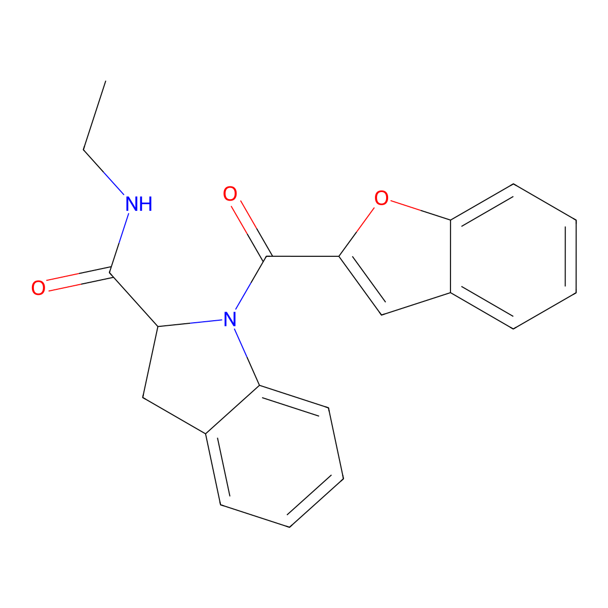1-(benzofuran-2-carbonyl)-N-ethylindoline-2-carboxamide molecular structure, CAS 1103515-68-9