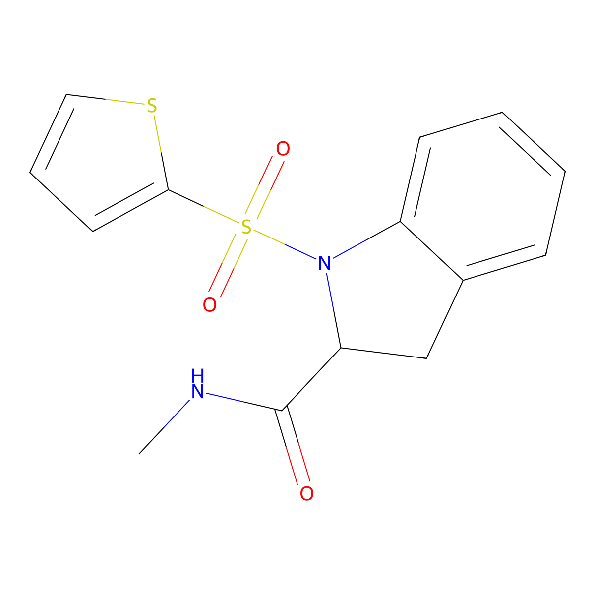 N-methyl-1-(thiophen-2-ylsulfonyl)indoline-2-carboxamide molecular structure, CAS 1103515-86-1