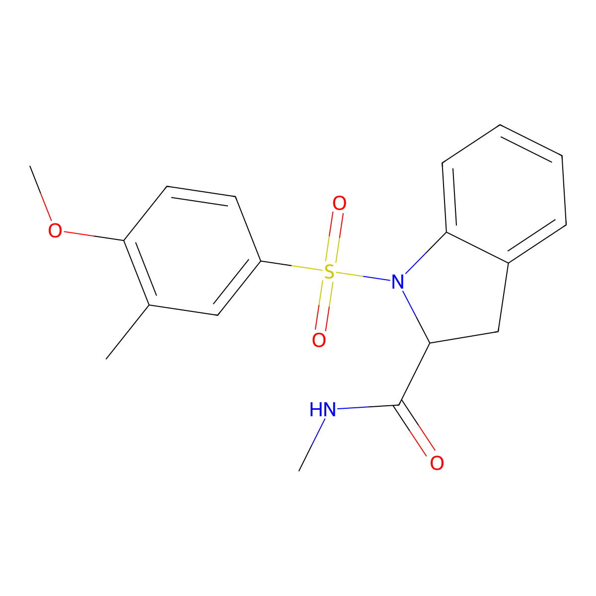 1-((4-methoxy-3-methylphenyl)sulfonyl)-N-methylindoline-2-carboxamide molecular structure, CAS 1103515-88-3