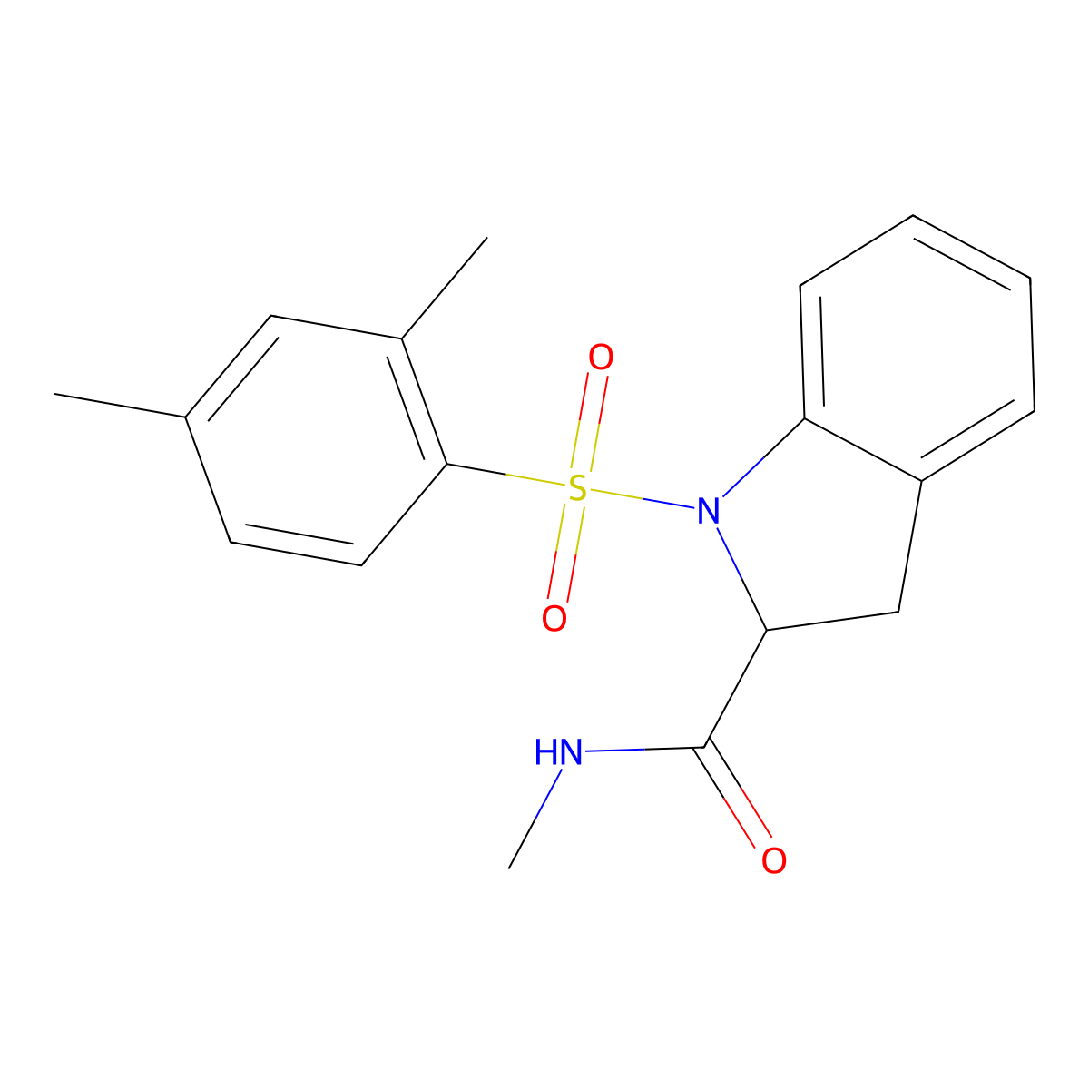 1-((2,4-dimethylphenyl)sulfonyl)-N-methylindoline-2-carboxamide molecular structure, CAS 1103515-92-9